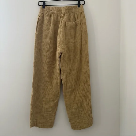 Madewell Cotton Pull-On Crop Gauze Lounge Pants Tan XS - Picture 8 of 10